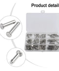 Heavy Duty 304 Stainless Steel Dowel Pin Kit with single hole flat head cylindrical pins in plastic box, 96 piece set