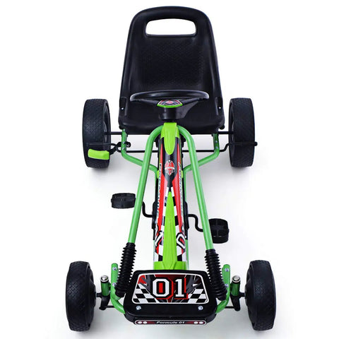 Front view of Kids Off Road Pedal Go Kart With Adjustable Seat Dual Safety Brakes EVA Rubber Tires Ride On Outdoor Racer