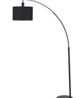 Tall 71 Inch Arc Floor Lamp With Black Fabric Shade And Steel Base, Modern Standing Light For Living Room Over Couch