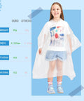 Child wearing Six Pack Kid Rain Ponchos Ultra Thick Disposable Hooded Rain Gear Clear Plastic Waterproof Emergency Poncho