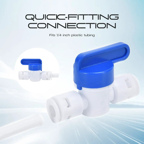 Close-up of quick-connect fitting from Fridge Water Line Kit With One Quarter Inch OD Tubing 39.4 Ft Length Quick Connect Fittings.