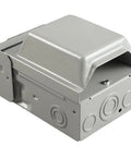 Heavy Duty NEMA L5 30R Power Outlet Box With 15 Amp Switch, lockable gray metal exterior for outdoor use.