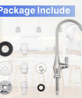 Drinking Water Faucet For Kitchen And Bar Sinks With Reverse Osmosis Filtration, Brushed Nickel And Stainless Steel, Install Parts