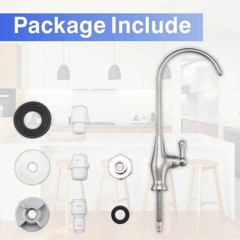 Drinking Water Faucet For Kitchen And Bar Sinks With Reverse Osmosis Filtration, Brushed Nickel And Stainless Steel, Install Parts