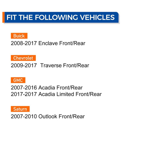 Fitment details for Buick, Chevrolet, GMC, and Saturn vehicles compatible with Front And Rear Wheel Bearing Hub Assembly 513277.