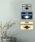 Classic Framed Fire Extinguisher Sign In Brushed Gold Small Size No Tools Needed Wall Mount Easy Adhesive Installation Durable Plastic For Office School And Commercial Spaces