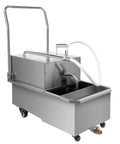 Get Rid Of Grime Now With This Heavy Duty 55L Commercial Stainless Steel Oil Filter Cart For Restaurants with wheels and hose.