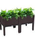 Raised Garden Beds Planter Box Set Of 2 With Self Watering Design Plastic Planter for indoor and outdoor plants