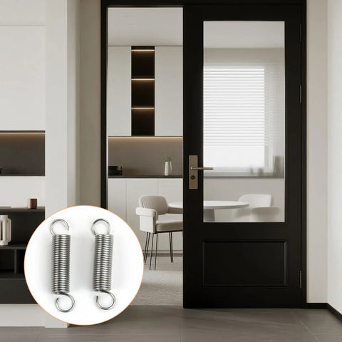 Five Piece Stainless Steel Extended Tension Spring Kit With Dual Hooks shown near a modern door setting