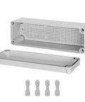 Outdoor IP67 Junction Box With Mounting Plate 9.8 By 3.3 By 3.1 Inches ABS Plastic Project Box DIY Electrical Enclosure Gray Built Tough Weatherproof Dustproof For Outdoor Use And Safe Electrical Projects, open with cover and screws