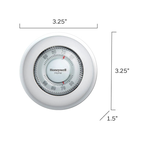 Round Heat Only Manual Thermostat Large White Easy Install Mercury Free Precise Temperature Control Plus Minus One Degree F Classic Wall Mounted Thermostat With Decorative Cover Ring