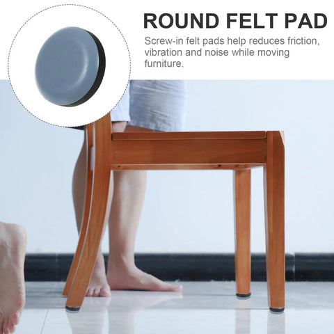 Blue PTFE Chair Leg Floor Protectors 16 Pcs on wooden chair, person moving furniture, reducing noise and floor scratches.