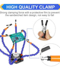 High quality clamp on Six Arm Soldering Station With Flexible Gooseneck Arms And Aluminum Base for precise electronics work.