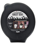 Top Rated Black Plastic Toilet Seat Lid Snaps Straight Onto Any Standard Five Gallon Bucket, polypropylene material, attached for portable use.