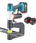 Pro Grade Cordless Hydraulic Punch Kit With 6000mAh Battery and die set installed for metalworking