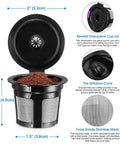 Universal Fit Reusable Coffee Filters With Food Grade Stainless Steel Mesh for K Cup Brewers 1.0 and 2.0, 4 pack