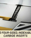 Pro Six Inch Jointer With Helical Cutterhead And One Horsepower Motor showing 40 four-sided indexable carbide inserts for precision.
