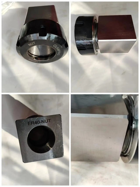 ER40 Quad Chuck System With Four-Sided Square Block For Rock-Solid Stability, Requires ER40 Collet Chuck Fitment For Secure Tool Holding And Precision Machining, Heavy-Duty Four-Corner Body Design