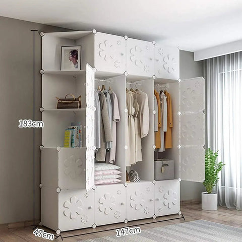 Solid Foldable Canvas Wardrobe For Bedroom With Sturdy Plastic Frame And Multi Tier Closet Shelves Easy Setup To Keep Your Clothes And Day To Day Gear Properly Sorted