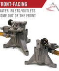 Front-facing view of Heavy Duty Pressure Washer Water Pump For Excell VR2500 VR2522 VR2530 And Troy-Bilt 020486, front water inlets.