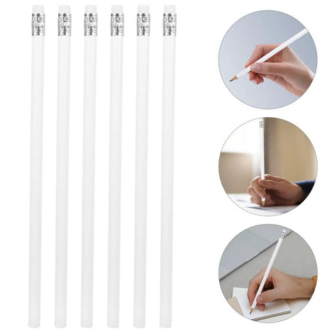 10 Pack White Carpenter Pencils With Eraser Round Graphite Lead Marking Pencils For Construction Woodworking School And Office Use