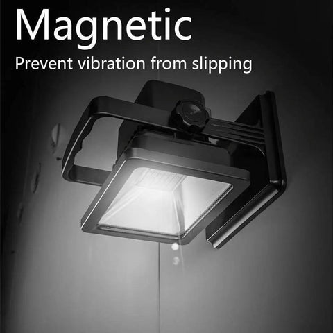Magnetic 30W LED Work Light With 1200 Lumens, 180 Degree Rotatable Head, Waterproof Design, shown attached to a metal surface
