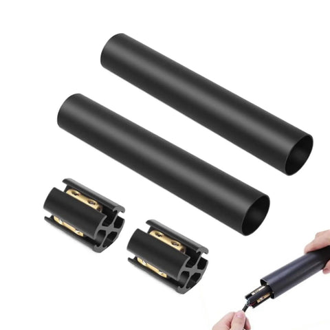 Heavy Duty Underground Wire Splice Kit With 2 Pieces Heat Shrink Tubing And Connectors For Secure Water Resistant Electrical Joints Made To Last Forever, black tubing and connectors