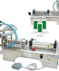 Pro Grade Automatic Pneumatic Liquid Filling Machine 100 To 1000 Ml Capacity with stainless steel body and hoses for liquid filling.