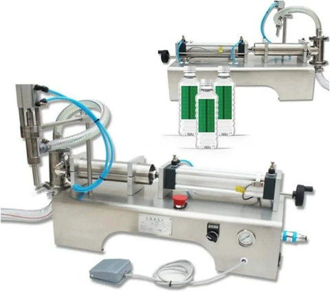 Pro Grade Automatic Pneumatic Liquid Filling Machine 100 To 1000 Ml Capacity with stainless steel body and hoses for liquid filling.