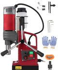Portable Magnetic Drill Press Kit Pro Grade For Real World Use With 2 In Boring Diameter, 1550W Power shown with accessories