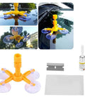 Windshield Repair Kit For Car Glass Scratches And Cracks Quick Fix Tool For Spiderweb And Star Damage Under One Inch DIY Auto Glass Repair Solution No Fuss Easy To Use At Home For Fast Results showing suction tool and repair materials