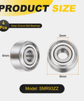 SMR93ZZ Deep Groove Ball Bearing Set 3x9x4mm 440C Stainless Steel Double Shielded ABEC 5 size diagram