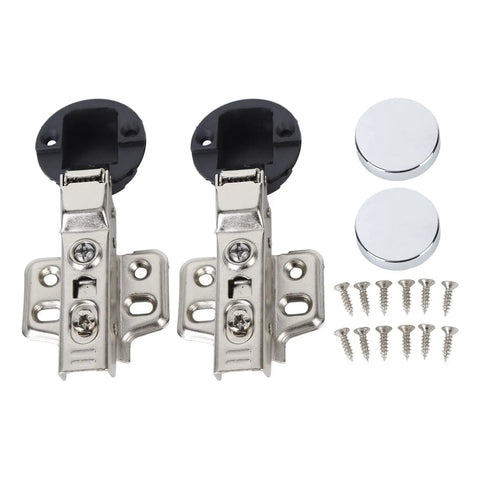 Glass Cabinet Door Hinges With Hydraulic Damping, 2 Sets Stainless Steel 201, 35mm Soft-Close Hinge For Glass Cupboard with screws