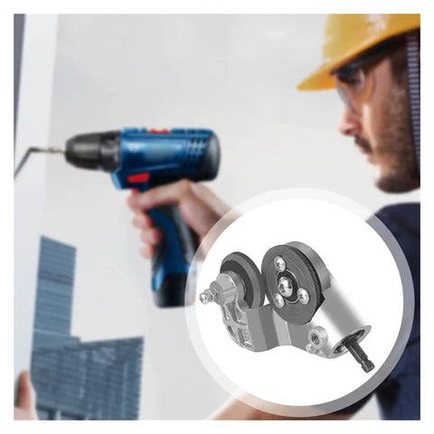 Heavy Duty Electric Drill Shear Plate Cutter Metal Sheet Nibbler Tool with quick change attachment for metal cutting.