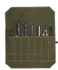 Durable Waxed Canvas Knife Storage Bag for Chefs and Outdoor Lovers with scissors and knives in compartments