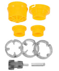Heavy Duty Pipe Threader Kit For Electric Drill With Alloy Iron Dies includes yellow and silver components for plumbing tasks.