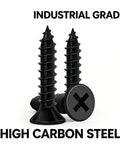 Industrial grade black screws from Go-To Drywall Screws Kit with 220 black wood screws in 5 sizes for sheetrock and picture frames