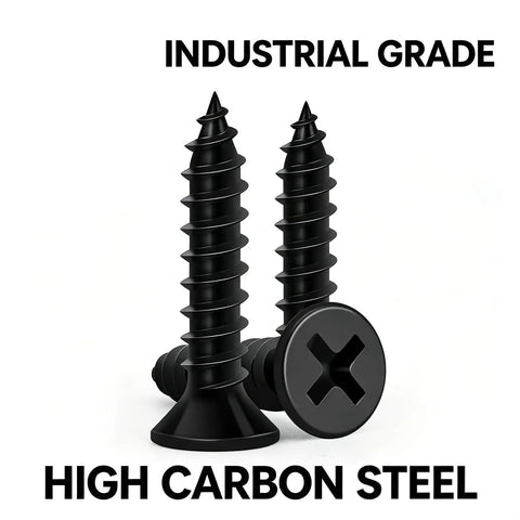 Industrial grade black screws from Go-To Drywall Screws Kit with 220 black wood screws in 5 sizes for sheetrock and picture frames