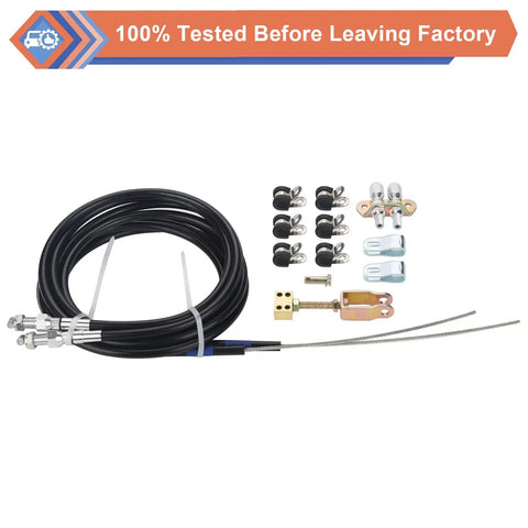 Universal Parking Brake Cable Complete Kit For Lokar Floor Mount, 96 inch heavy duty cable with mount hardware and ends.
