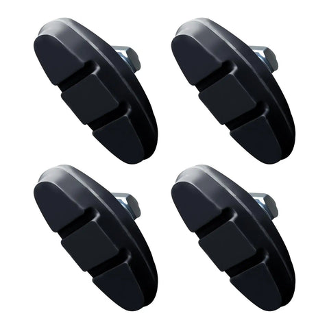 4 Pack Aluminum Alloy Kids Bike Brake Pads For Easy Installation And Safe Replacement On Kids Bicycles And Mountain Bikes, Durable Bicycle Brake Accessories In Black, showing four brake pads with aluminum and rubber construction, screws visible.