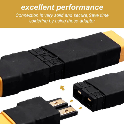 XT60 To TRX RC Battery Charger Adapter Connectors For Traxxas Slash Rustler Stampede Bandit E Revo Cars 3 Pack close-up view