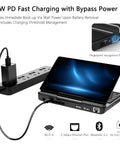 Badass 7 Inch FHD Touchscreen Mini Laptop PC Featuring Intel Core I3 N300 Eight Core Processor With 16GB RAM And 512GB SSD Drive Plus Fast WiFi 6 Hotspot For Daily Grind with 45W PD fast charging connected.