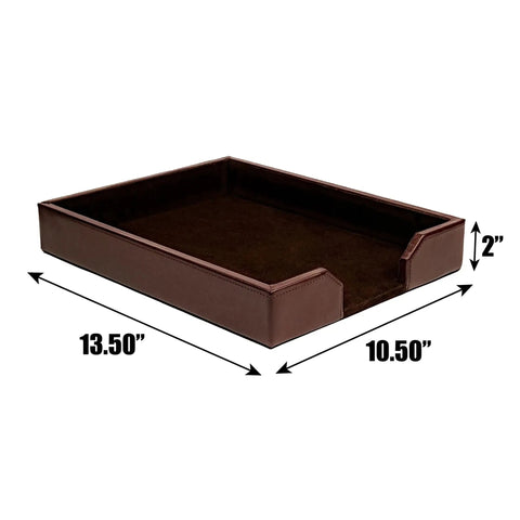 Premium Bonded Leather Desktop Letter Tray Organizer For Your Desk With Luxury Letter Holder And Paper Organizer In Dark Brown