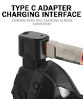 Shimano EW EC300 4 Pin To Type C Converter And 12 Speed Di2 Charger Cable connected to black electronic shifter.