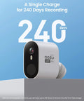 Wireless Outdoor Security Cameras System 5MP Ultra HD, single camera featuring 240-day battery life and 166° wide angle view