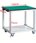 Industrial Anti Static Mobile Workbench Aluminum Utility Cart With 150X80cm Desktop Built Like A Tank showing dimensions and solid construction.