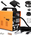 Compact 110V MIG 130 Flux Core Welder No Gas Welding Machine With Electrode Holder and Face Shield Orange