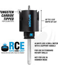 Rapid Core Eject Hole Saw 6 Inch With Carbide Tips, Drops The Core At The Touch Of A Button, Cuts 5x Faster