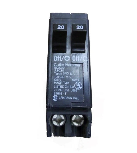 BD2020 Type BD Duplex Breaker 2-20A 1 Pole 120V Residential Electrical Panel Replacement For DIY Home Wiring Upgrades Pro Grade Easy Install Safe Load Management, black two-pole breaker