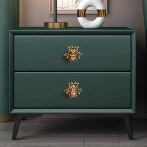 Bee Shape Cabinet Knobs 2 Pack Nature Inspired Single Hole Pulls For Cabinets Dressers Furniture Doors Antique Gold Zinc Alloy Electroplated Finish Rust Resistant on green dresser